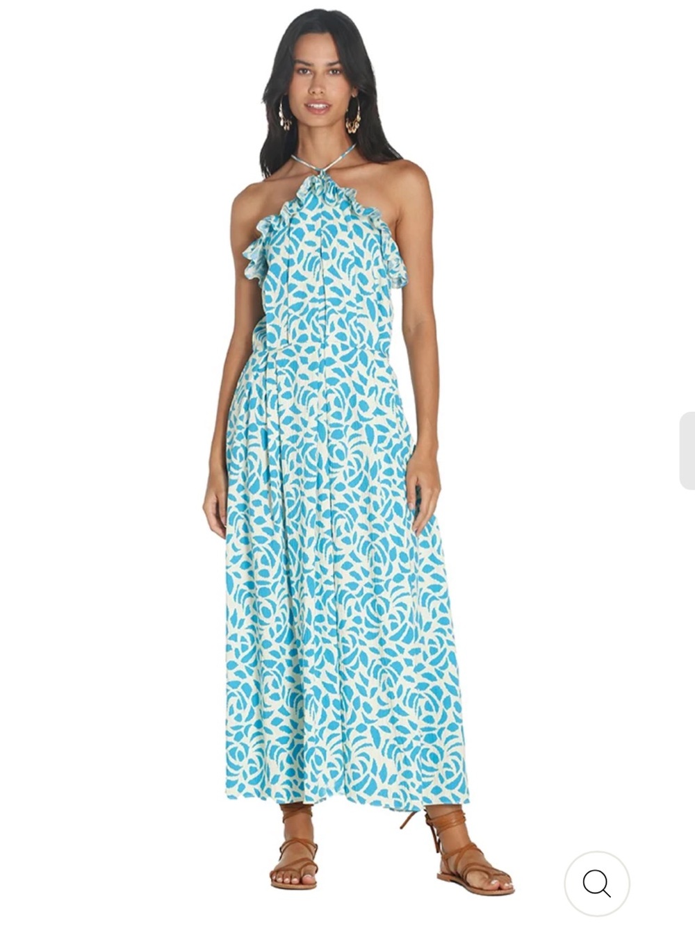 bambah BLUE CAMELIA RUFFLE DRESS MIDI Small